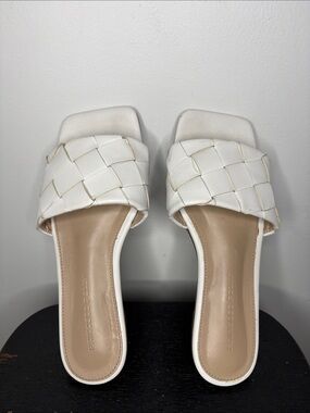 Princess Polly White Woven Slide Sandals